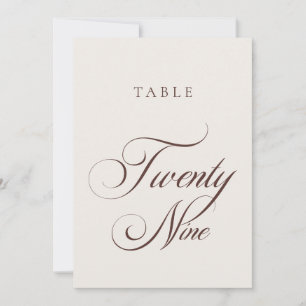 Convites Número de Mesa de Casamento em Caligrafia Marrom C