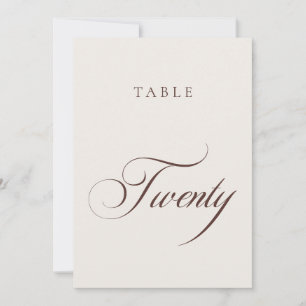Convites Número de Mesa de Casamento em Caligrafia Marrom C