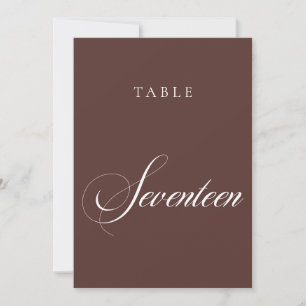 Convites Número de Mesa de Casamento em Caligrafia Marrom C