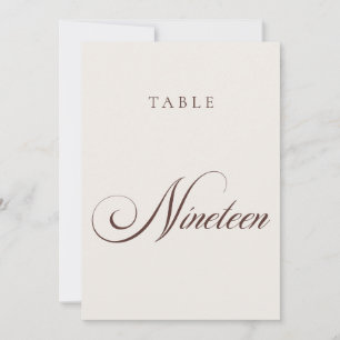Convites Número de Mesa de Casamento em Caligrafia Marrom C