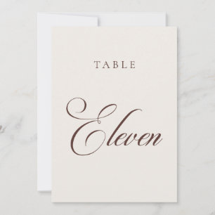 Convites Número de Mesa de Casamento em Caligrafia Marrom C