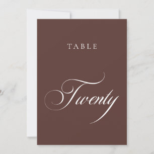 Convites Número de Mesa de Casamento em Caligrafia Marrom C