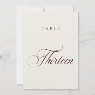 Convites Número de Mesa de Casamento em Caligrafia Marrom C