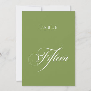 Convites Número de Mesa de Casamento em Caligrafia Verde Cl