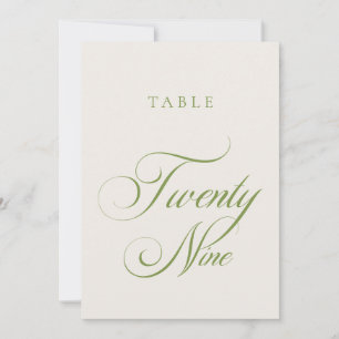 Convites Número de Mesa de Casamento em Caligrafia Verde Cl