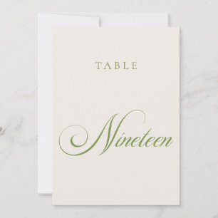 Convites Número de Mesa de Casamento em Caligrafia Verde Cl