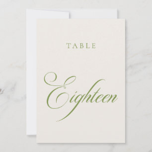 Convites Número de Mesa de Casamento em Caligrafia Verde Cl