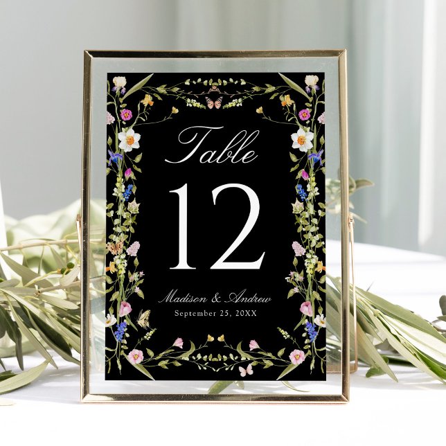 Convites Número de Mesa de Casamento em Campo de Flores Sil (Criador carregado)