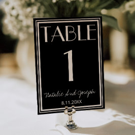 Convites Número de Mesa de Casamento em Marfim Preto Clássi