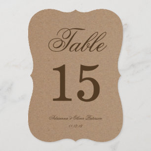 Convites Número de Mesa de Casamento em Papel Kraft Rústico