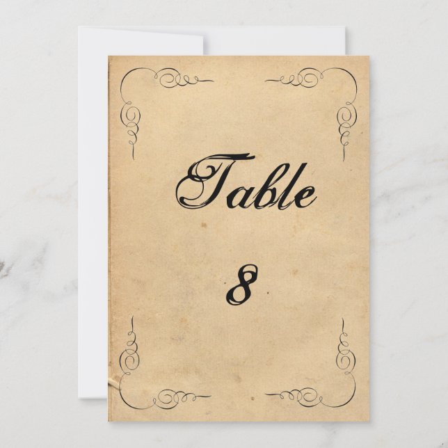Convites Número de Mesa de Casamento em Papel Marrom Grunge (Verso)