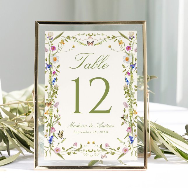 Convites Número de Mesa de Casamento em Prado de Flores Sil (Criador carregado)