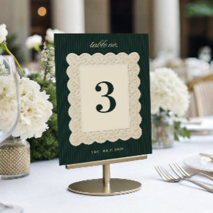 Convites Número de Mesa de Casamento em Renda Vintage Antig