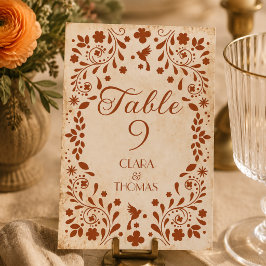 Convites Número de Mesa de Casamento em Terracota Bege Mexi