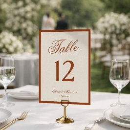 Convites Número de Mesa de Casamento em Terracota Laranja Q