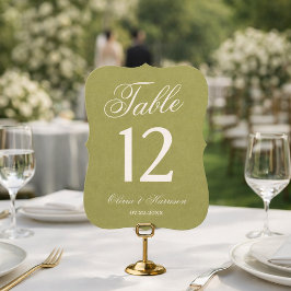 Convites Número de Mesa de Casamento em Verde Oliva Recorta