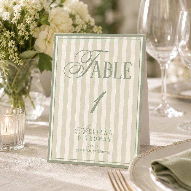 Convites Número de Mesa de Casamento em Verde Pastel Dinhei (Criador carregado)