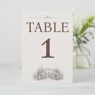 Convites Número de Mesa de Casamento em Villa Italiana Eleg