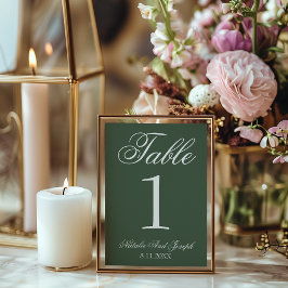Convites Número de Mesa de Casamento Esmeralda Verde Branco