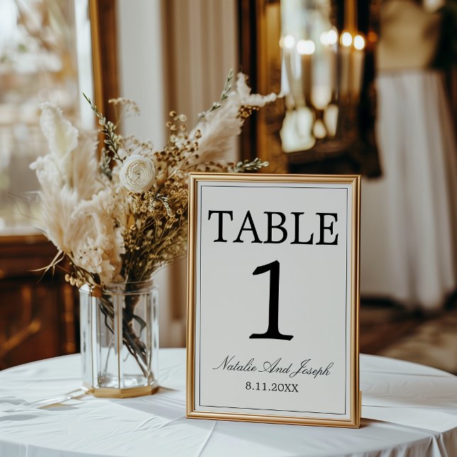 Convites Número de Mesa de Casamento Fancy Black Cream Old  (Criador carregado)