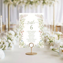 Número de Mesa de Casamento Flor Silvestre Verde E