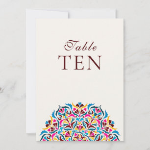 Convites Número de Mesa de Casamento Floral Azul Magenta Ca