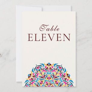 Convites Número de Mesa de Casamento Floral Azul Magenta Ca