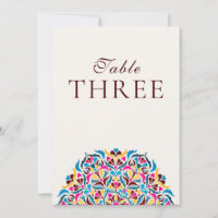 Número de Mesa de Casamento Floral Azul Magenta Ca