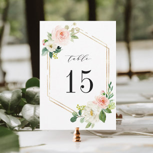 Convites Número de Mesa de Casamento Floral Bloom Branco Ro
