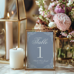 Convites Número de Mesa de Casamento Floral Boho Azul Empol