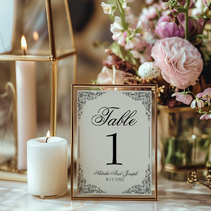 Convites Número de Mesa de Casamento Floral Boho Creme Pret
