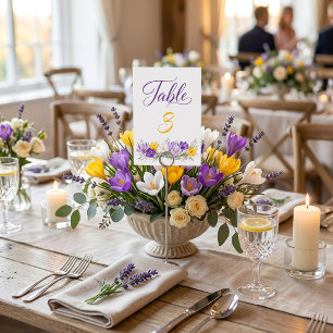 Convites Número de Mesa de Casamento Floral Crocus Amarelo