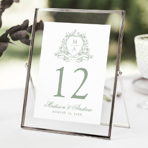 Convites Número de Mesa de Casamento Floral Elegante Sage C