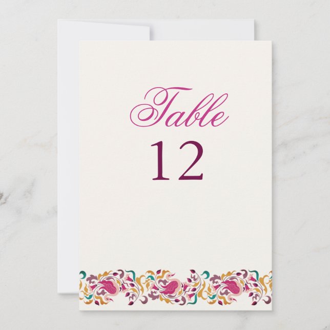 Convites Número de Mesa de Casamento Floral Pérola Clássica (Frente)