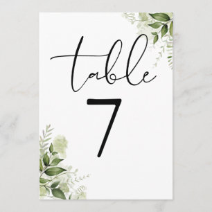 Convites Número de Mesa de Casamento Floral Verde Elegante