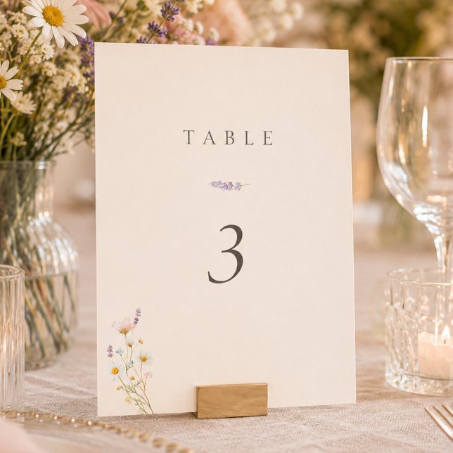 Convites Número de Mesa de Casamento Flores Silvestres Boêm (Bohemian Wildflowers Wedding Table Number)