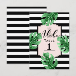Convites Número de Mesa de Casamento Folhas Tropicais & Aba
