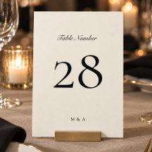 Número de Mesa de Casamento Formal Preto e Creme 5