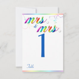 Convites Número de Mesa de Casamento Gay Floral Arco-íris E