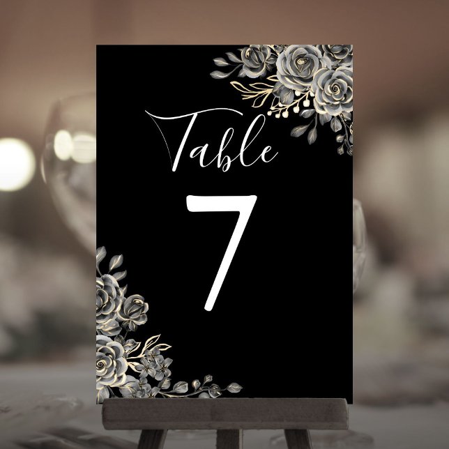 Convites Número de Mesa de Casamento Gótico Preto e Branco (Black And White Gothic Wedding Table Number)