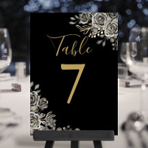 Número de Mesa de Casamento Gótico Preto e Dourado