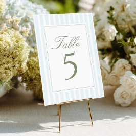 Convites Número de Mesa de Casamento Listras Azuis Elegante