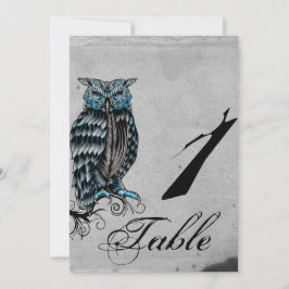 Convites Número de Mesa de Casamento Luxuoso Coruja Gótica