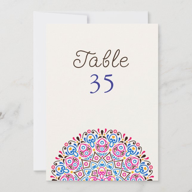 Convites Número de Mesa de Casamento Mandala Art Déco Cláss (Frente)