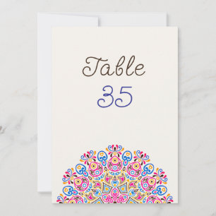 Convites Número de Mesa de Casamento Mandala Art Déco Cláss