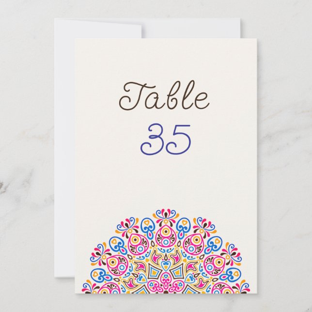 Convites Número de Mesa de Casamento Mandala Art Déco Cláss (Frente)