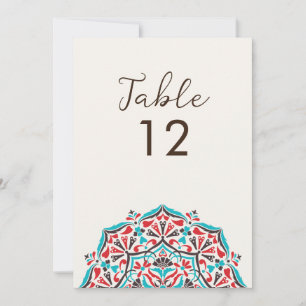 Convites Número de Mesa de Casamento Mandala Floral Delight