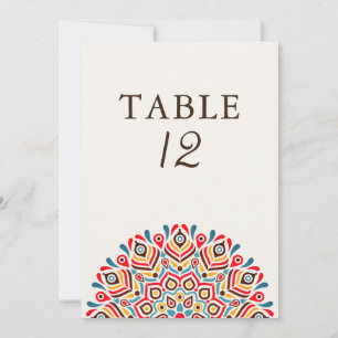 Convites Número de Mesa de Casamento Mandala Floral Étnica