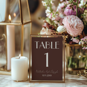 Convites Número de Mesa de Casamento Marrom Chocolate Retro