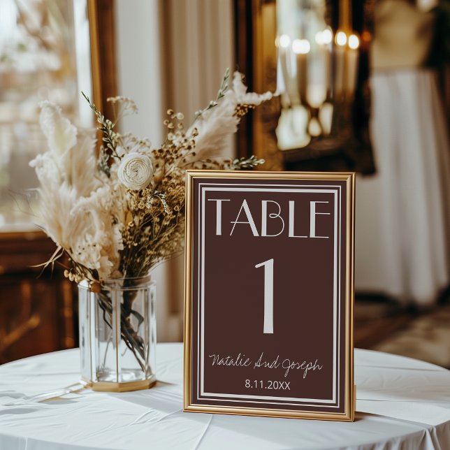 Convites Número de Mesa de Casamento Marrom Chocolateoso Cl (Criador carregado)